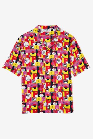 FILA Hollis Hawaiian Festival Shirts Black,Mens Clothing | CA.BTZYNV936